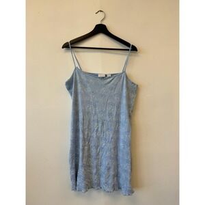 Vintage Soft Sensations Dress Womens Medium Blue Butterfly Print Slip Cotton Y2K